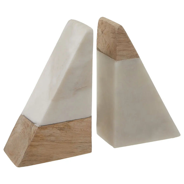 Mango wood & Marble Bookends