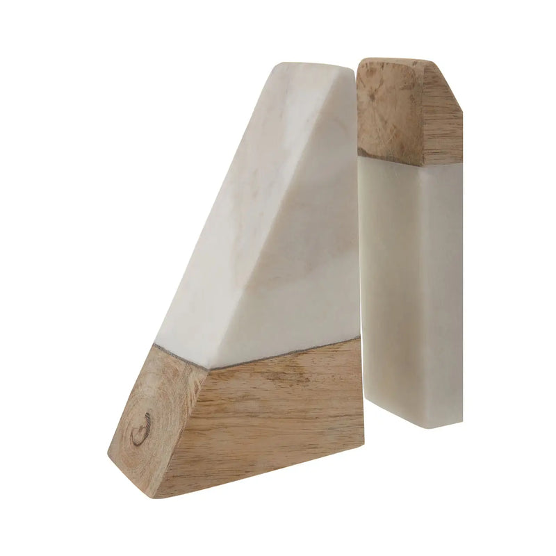 Mango wood & Marble Bookends