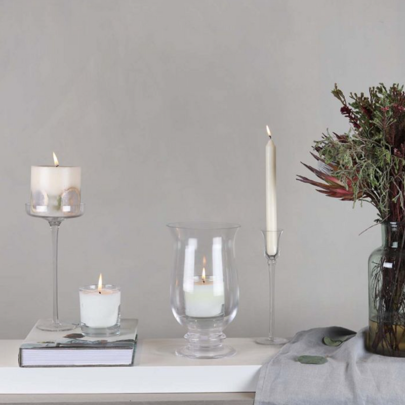 Clear glass candlesticks deals