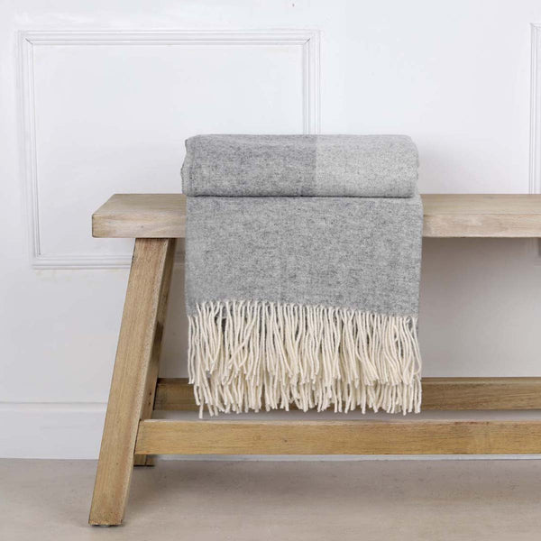 Grey two-toned 100% wool throw